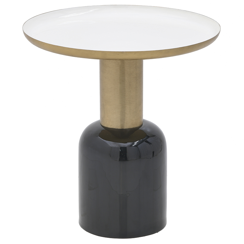Круглый металлический приставной стол Calem Side Table White Черный Золотой Белый Круглый металлический приставной стол Calem Side Table White Черный Золотой Белый в Грозном | Loft Concept