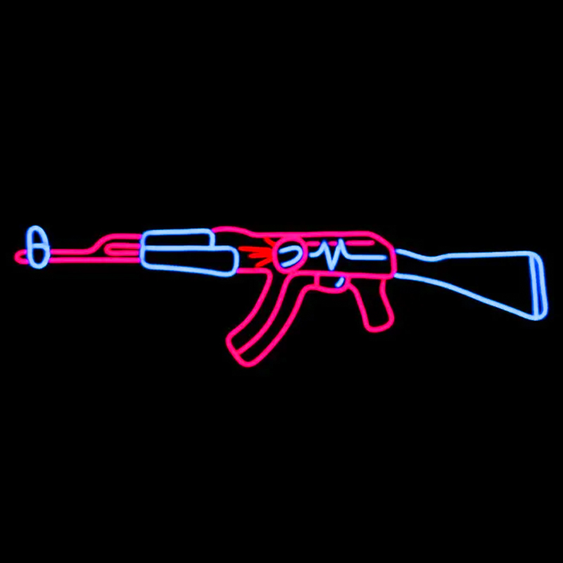 Неоновая настенная лампа Machine Gun Neon Wall Lamp Прозрачный Розовый Голубой Неоновая настенная лампа Machine Gun Neon Wall Lamp Прозрачный Розовый Голубой в Грозном | Loft Concept
