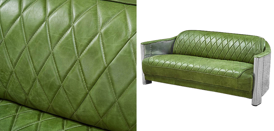 Диван Авиатор Sofa 2 seat зеленая кожа Диван Авиатор Sofa 2 seat зеленая кожа - Loft-Concept в Грозном