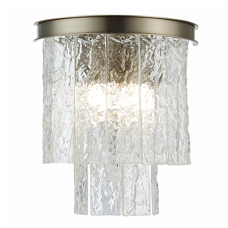 Бра Renea Textured Glass Wall Lamp Nickel Никель Прозрачное Стекло Бра Renea Textured Glass Wall Lamp Nickel Никель Прозрачное Стекло в Грозном | Loft Concept