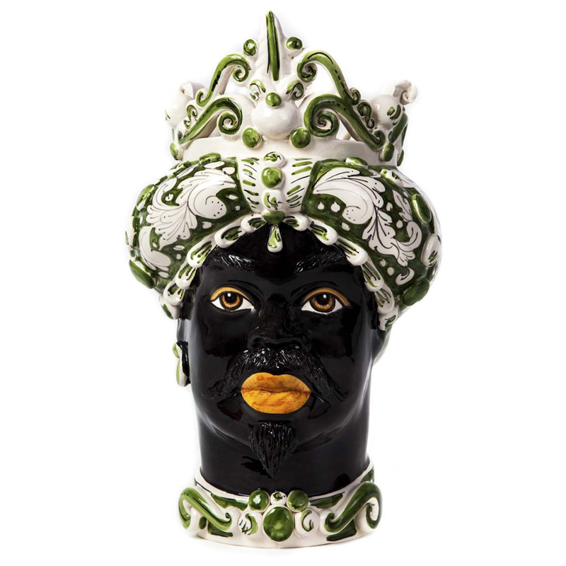 Ваза VASE MORO MAN MEDIUM green Черный Белый Зеленый Ваза VASE MORO MAN MEDIUM green Черный Белый Зеленый в Грозном | Loft Concept