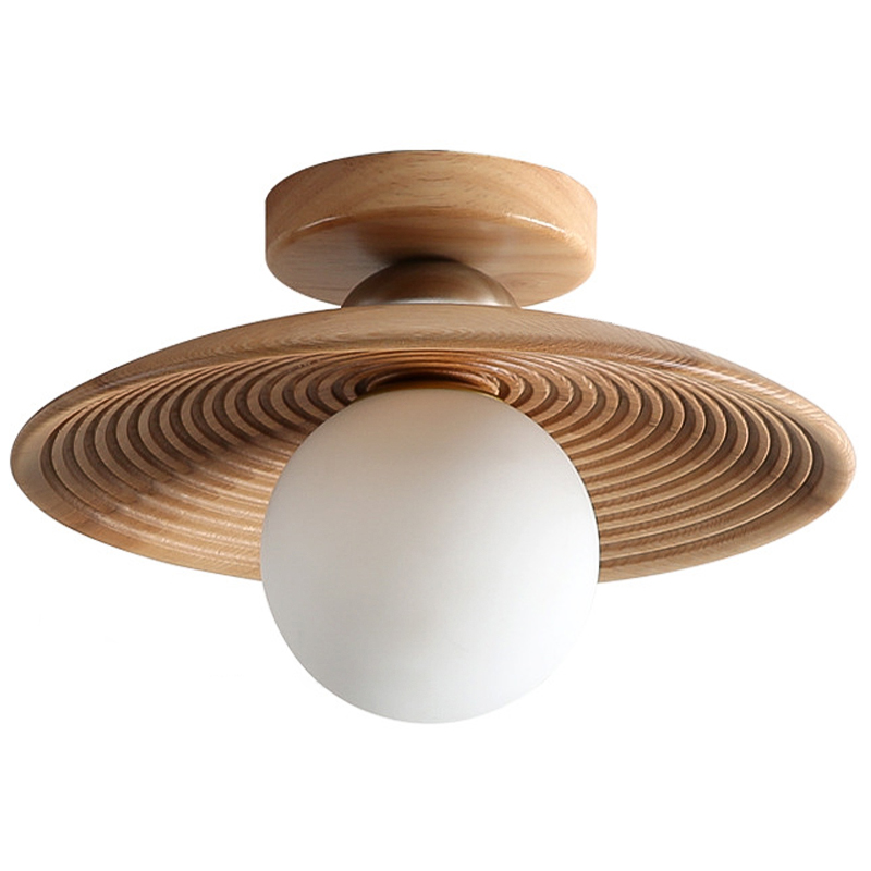 Потолочный светильник Ogata Wooden Light Коричневый Древесина Белое матовое стекло Потолочный светильник Ogata Wooden Light Коричневый Древесина Белое матовое стекло в Грозном | Loft Concept