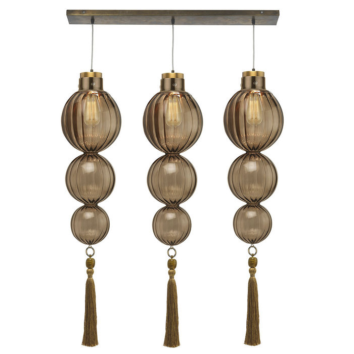 Люстра Heathfield Lighting - Medina Linear 3 Chandelier Хром Латунь Прозрачный Коричневый Голубой Люстра Heathfield Lighting - Medina Linear 3 Chandelier Хром Латунь Прозрачный Коричневый Голубой в Грозном | Loft Concept