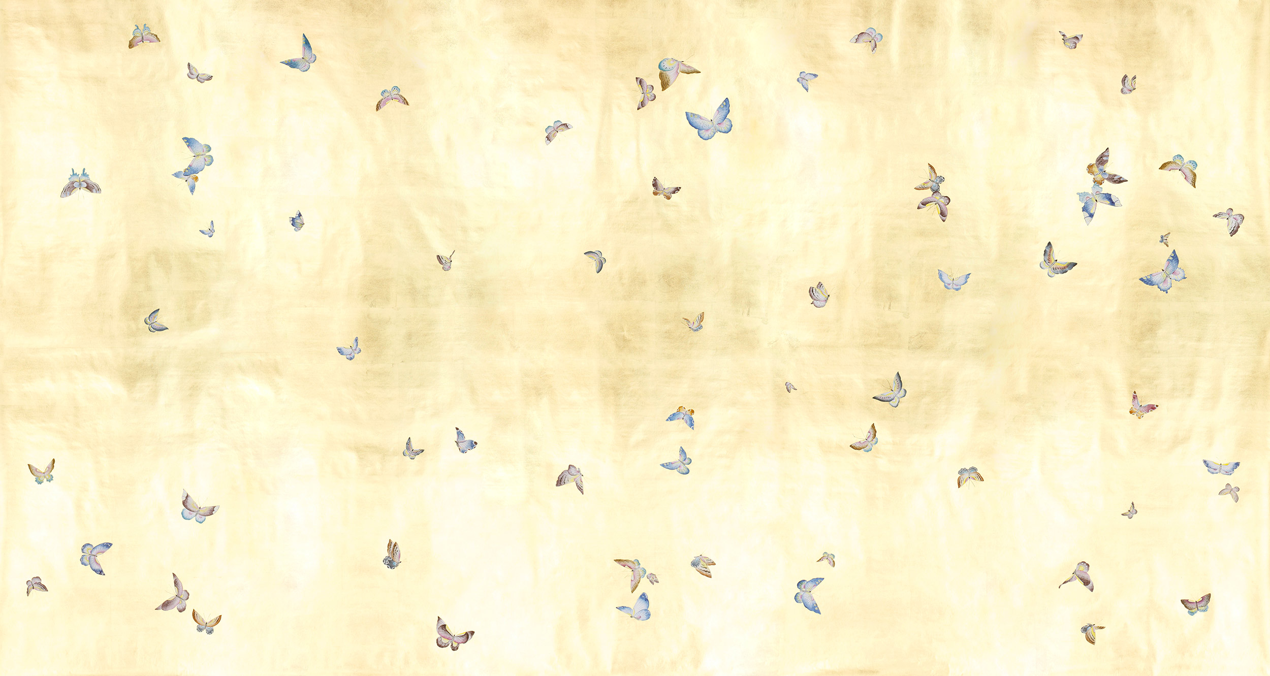 Обои ручная роспись Butterflies Special Colourway on Deep Rich Gold gilded paper Обои ручная роспись Butterflies Special Colourway on Deep Rich Gold gilded paper - постер Loft-Concept в Грозном