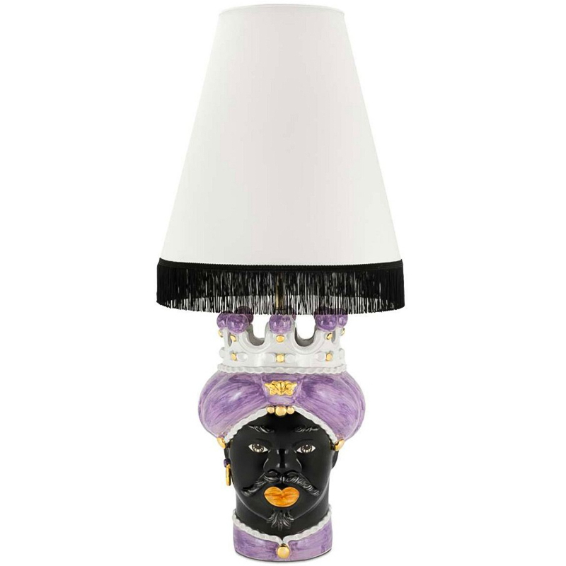 Настольная лампа Table Lamp Moro Man Medium New Violet and White Белый Черный Сиреневый Золотой Настольная лампа Table Lamp Moro Man Medium New Violet and White Белый Черный Сиреневый Золотой в Грозном | Loft Concept