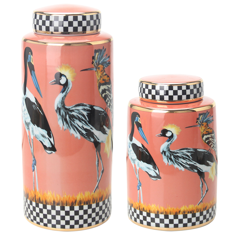 Ваза с крышкой Storks Vase Розовый Лососёвый Черно-белый Мульти Ваза с крышкой Storks Vase Розовый Лососёвый Черно-белый Мульти в Грозном | Loft Concept
