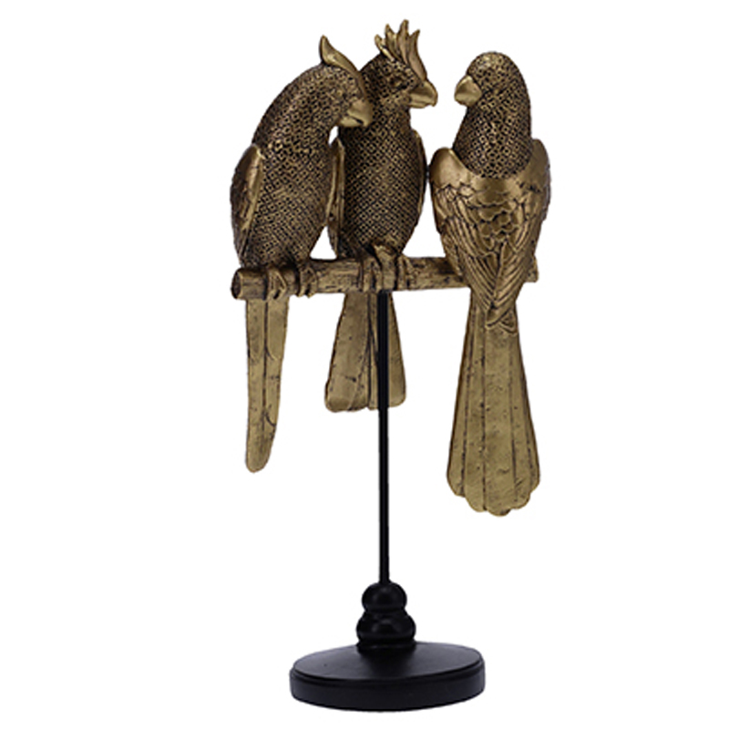 Статуэтка Three Golden Parrots Золотой Черный Статуэтка Three Golden Parrots Золотой Черный в Грозном | Loft Concept