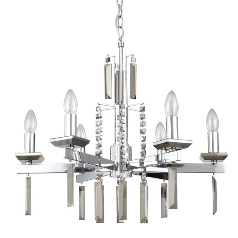 Люстра Vivien Crystal Chrome Chandelier 6 Хром Серый Люстра Vivien Crystal Chrome Chandelier 6 Хром Серый в Грозном | Loft Concept