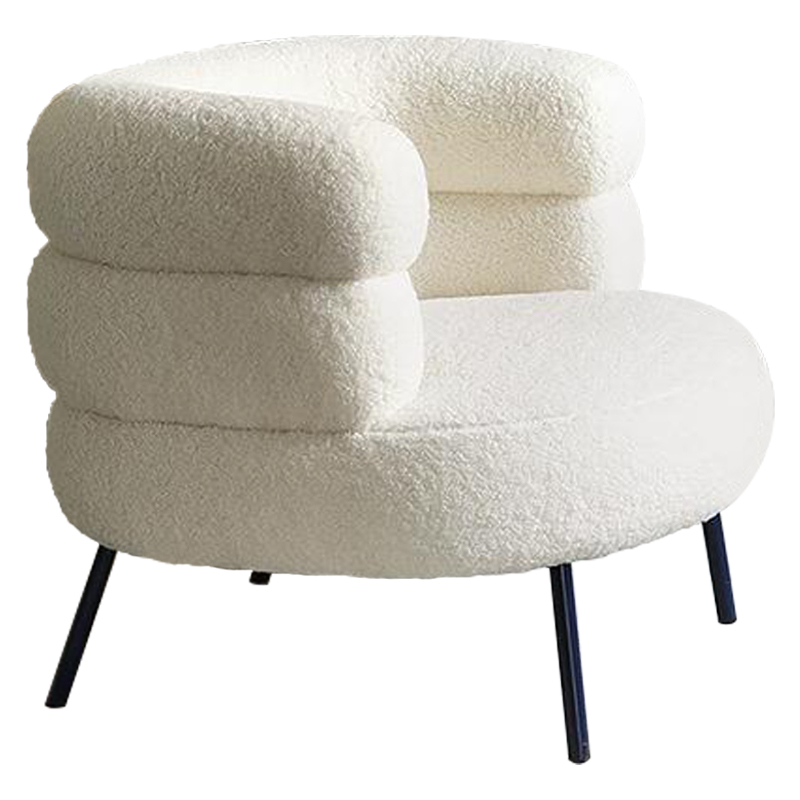 Кресло Boyle White Boucle Armchair Белый Черный Кресло Boyle White Boucle Armchair Белый Черный в Грозном | Loft Concept