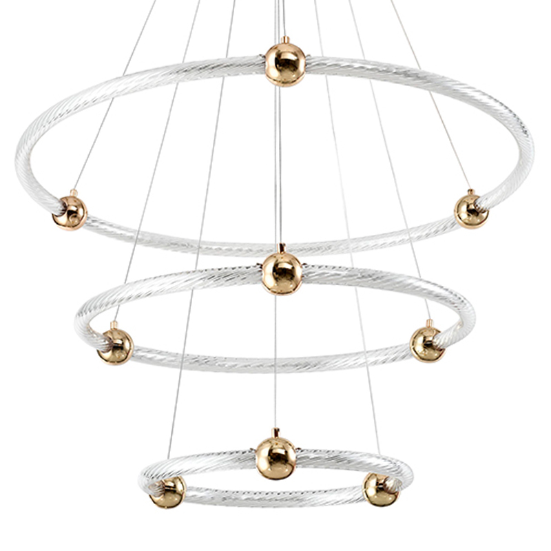 Люстра подвесная светодиодная c плафонами в виде колец Lighting Rings Gold Золотой Белый Люстра подвесная светодиодная c плафонами в виде колец Lighting Rings Gold Золотой Белый в Грозном | Loft Concept