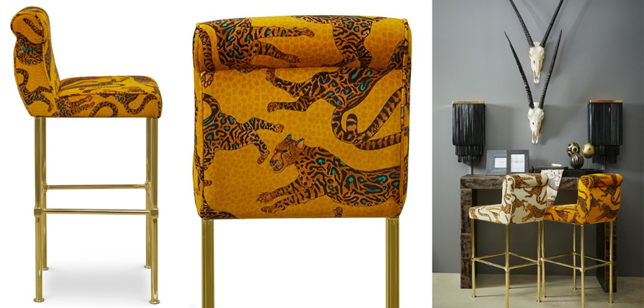 Барный Стул Сафари с орнаментом Kings Gold Bar Stool Оранжевый Барный Стул Сафари с орнаментом Kings Gold Bar Stool Оранжевый - Loft-Concept в Грозном