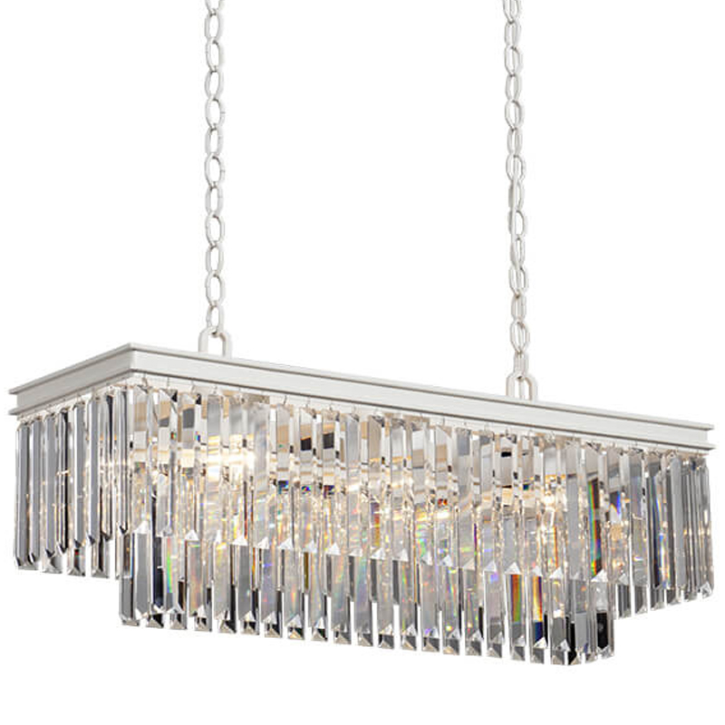 Люстра RH 1920s Odeon Clear Glass Rectangular Chandelier White iron Длина 80 Белый Прозрачное Стекло Люстра RH 1920s Odeon Clear Glass Rectangular Chandelier White iron Длина 80 Белый Прозрачное Стекло в Грозном | Loft Concept