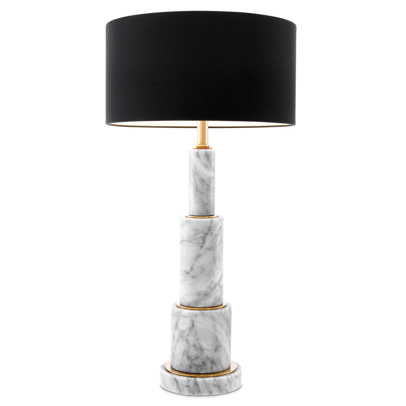 Настольная лампа Eichholtz Table Lamp Dax Белый Мрамор Bianco Черный Глянцевое золото Настольная лампа Eichholtz Table Lamp Dax Белый Мрамор Bianco Черный Глянцевое золото в Грозном | Loft Concept