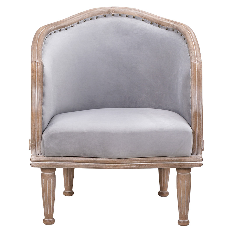 Кресло низкое с мягкой обивкой из велюра на 4-х деревянных ножках Emile Armchair grey Серый Коричневый Кресло низкое с мягкой обивкой из велюра на 4-х деревянных ножках Emile Armchair grey Серый Коричневый в Грозном | Loft Concept