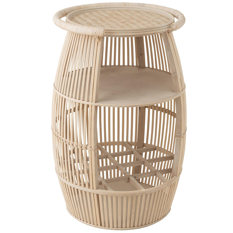 Круглый приставной стол из ротанга Lowe Wicker Side Table Бежевый в Грозном | Loft Concept 