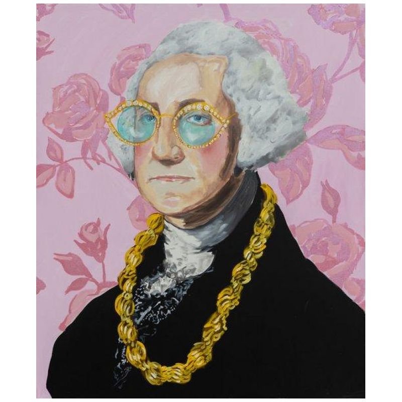 Картина George Washington with Donkey Rope and Pink Floral Background Мульти Картина George Washington with Donkey Rope and Pink Floral Background Мульти в Грозном | Loft Concept