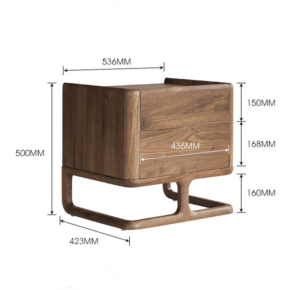Прикроватный деревянный столик с 2-мя ящиками Moon Walnut Furniture Прикроватный деревянный столик с 2-мя ящиками Moon Walnut Furniture в Грозном
