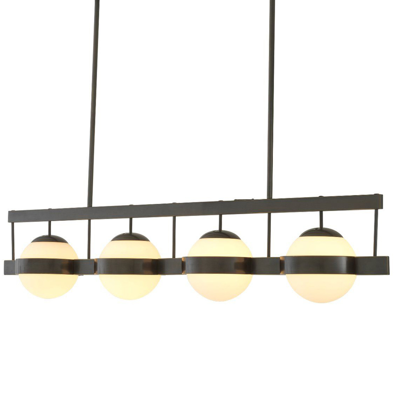 Люстра Eichholtz Chandelier Biba Bronze Темная бронза Белое матовое стекло Люстра Eichholtz Chandelier Biba Bronze Темная бронза Белое матовое стекло в Грозном | Loft Concept