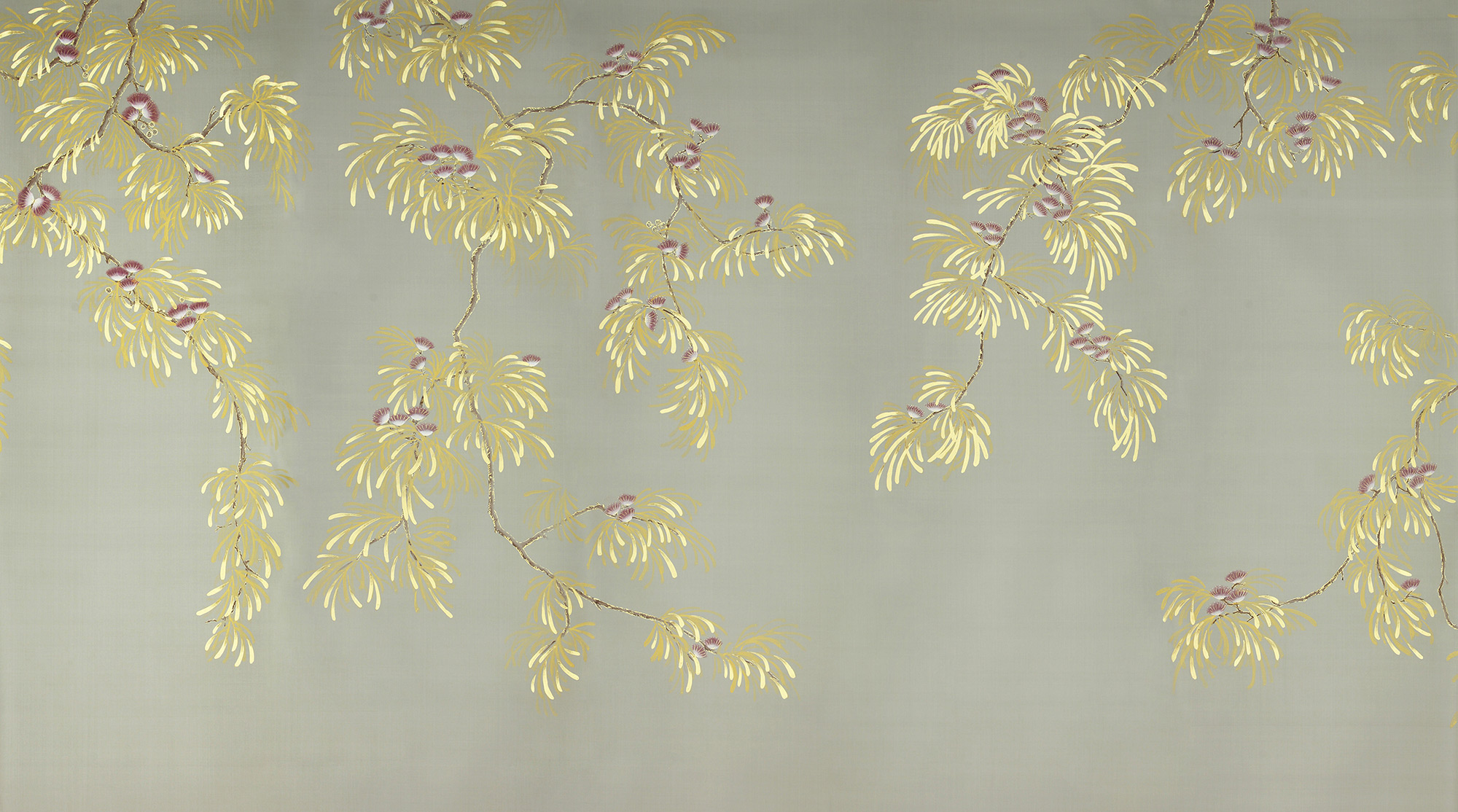 Обои ручная роспись Silk Tree Colourway SC-80 on Pale Grey dyed silk Обои ручная роспись Silk Tree Colourway SC-80 on Pale Grey dyed silk - постер Loft-Concept в Грозном