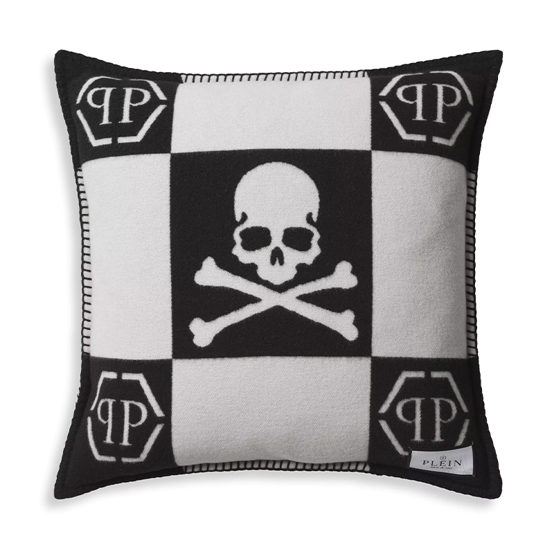 Подушка Philipp Plein Cushion Cashmere Skull 45 x 45 Black Черно-белый Подушка Philipp Plein Cushion Cashmere Skull 45 x 45 Black Черно-белый в Грозном | Loft Concept
