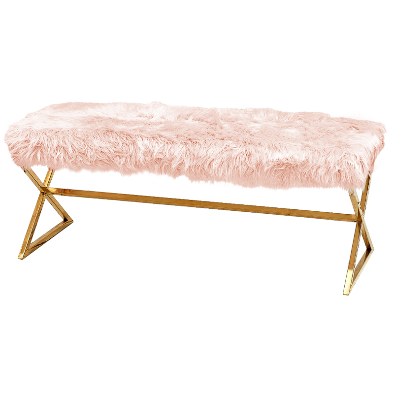 Банкетка из искусственного меха Phyllis Banquet Pink Gold Розовый Золотой Банкетка из искусственного меха Phyllis Banquet Pink Gold Розовый Золотой в Грозном | Loft Concept