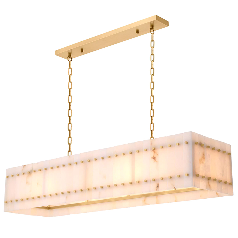 Люстра Eichholtz Chandelier Ruby Rectangular Alabaster Латунь Бежевый Белый Мрамор Bianco Люстра Eichholtz Chandelier Ruby Rectangular Alabaster Латунь Бежевый Белый Мрамор Bianco в Грозном | Loft Concept