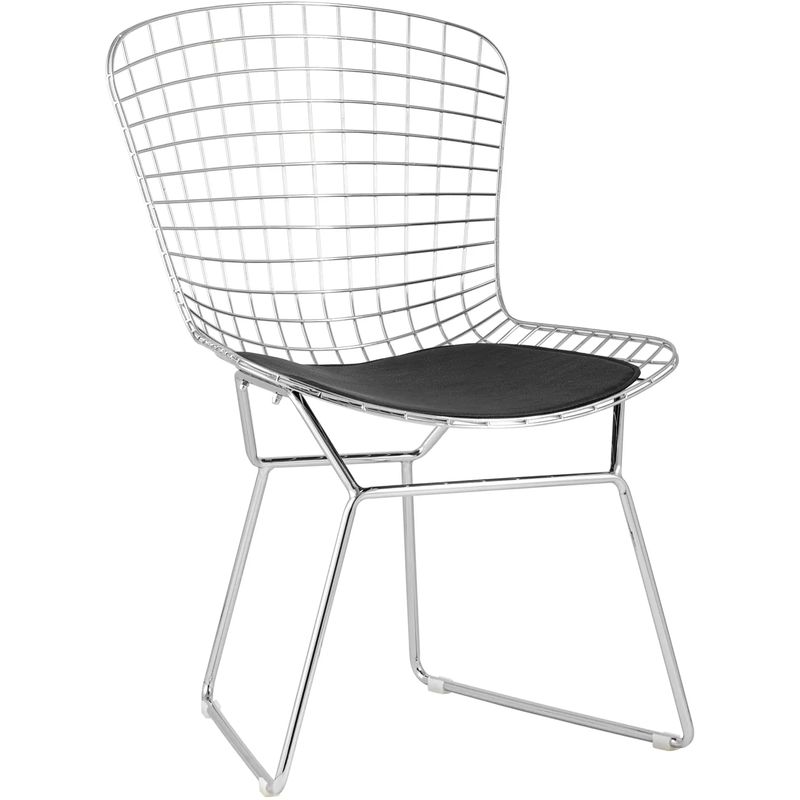 Стул Bertoia Chair Хромированный с Черной подушкой Хром Черный Стул Bertoia Chair Хромированный с Черной подушкой Хром Черный в Грозном | Loft Concept