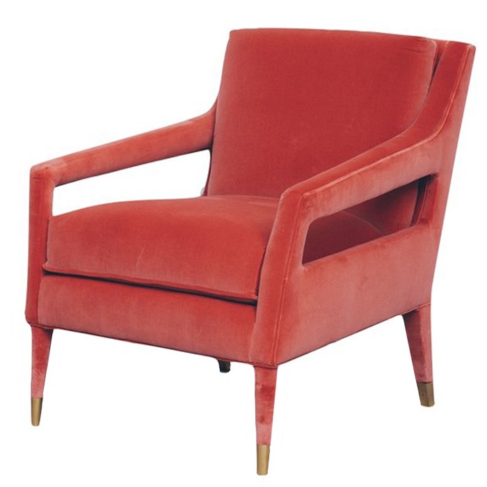 Кресло Open Arm Club Chair Красный Латунь Кресло Open Arm Club Chair Красный Латунь в Грозном | Loft Concept