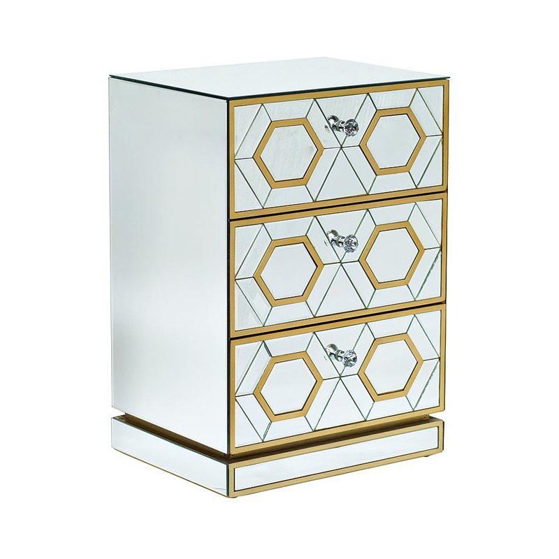 Комод зеркальный с 3-мя ящиками Mirrored Commode 3 drawers Золотой Комод зеркальный с 3-мя ящиками Mirrored Commode 3 drawers Золотой в Грозном | Loft Concept