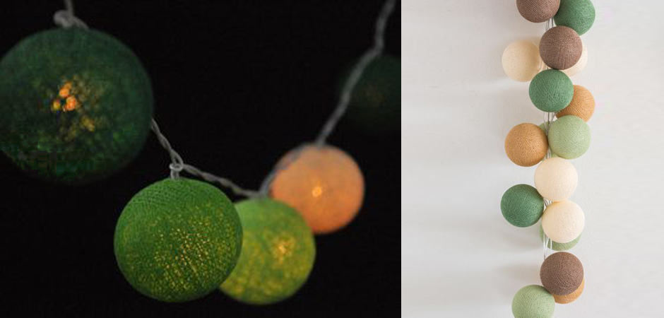 Гирлянда хлопковые фонарики Сotton Ball Forest Green - Loft-Concept в Грозном