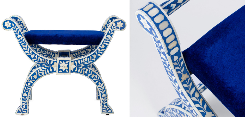Табурет отделка кость голубой BONE INLAY Jenny Stool Табурет отделка кость голубой BONE INLAY Jenny Stool - Loft-Concept в Грозном