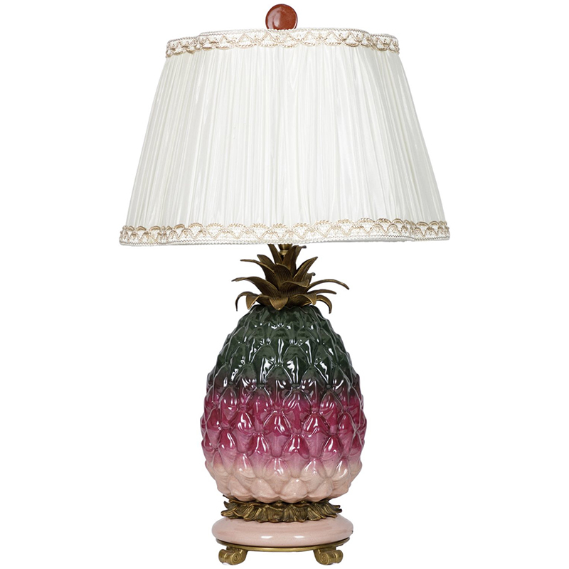 Настольная лампа с абажуром Pineapple Dark Green Purple Table Lamp Белый Бронза Зеленый Розовый Настольная лампа с абажуром Pineapple Dark Green Purple Table Lamp Белый Бронза Зеленый Розовый в Грозном | Loft Concept