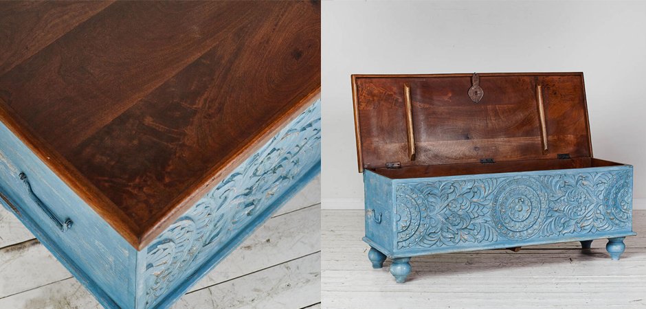 Сундук из массива манго большой Blue Mango Сундук из массива манго большой Blue Mango - Loft-Concept в Грозном