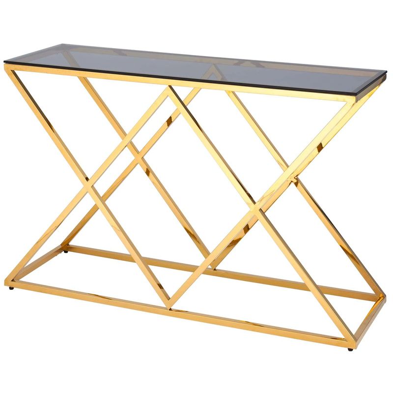 Консоль Geometry Rhombus Gold Золотой Стекло Смок Консоль Geometry Rhombus Gold Золотой Стекло Смок в Грозном | Loft Concept