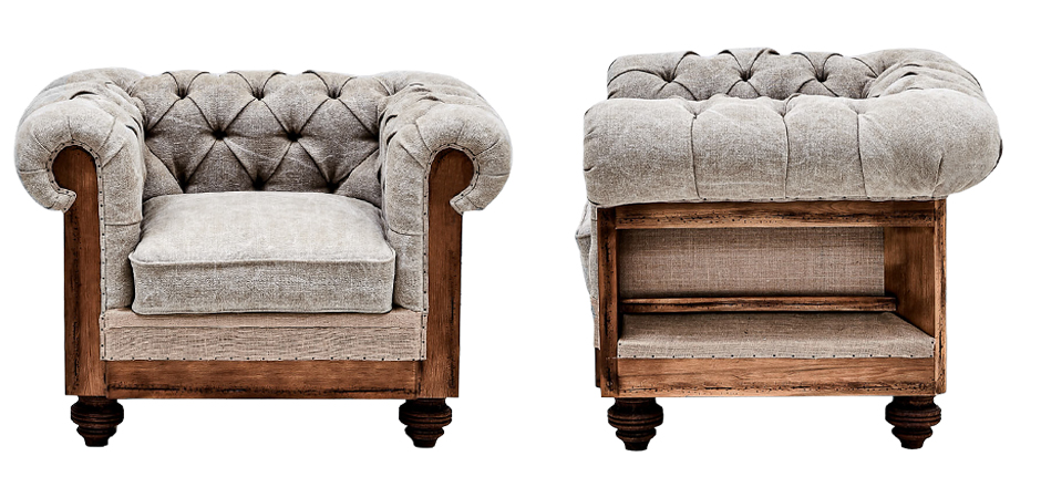 Кресло Deconstructed Chesterfield Armchair Gray Кресло Deconstructed Chesterfield Armchair Gray - Loft-Concept в Грозном