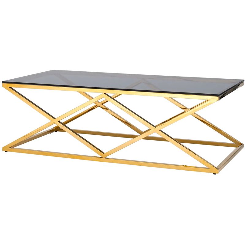 Столик кофейный Geometry Rhombus Gold Золотой Стекло Смок Столик кофейный Geometry Rhombus Gold Золотой Стекло Смок в Грозном | Loft Concept
