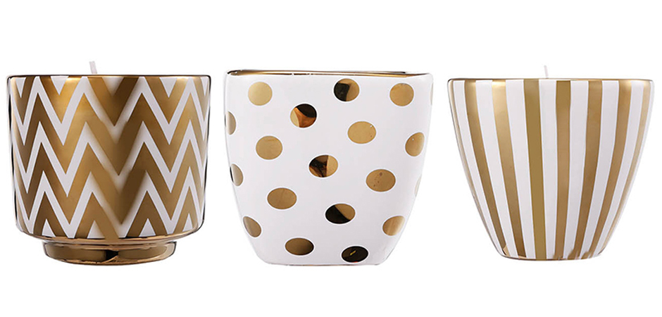 Набор из 3-х подсвечников Gold & White Ornament Набор из 3-х подсвечников Gold & White Ornament - Loft-Concept в Грозном
