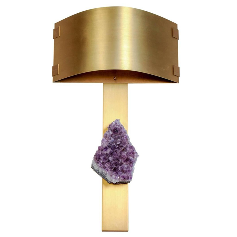 Бра Natural Amethyst and Curved Shades Wall Lamp Латунь Сиреневый Бра Natural Amethyst and Curved Shades Wall Lamp Латунь Сиреневый в Грозном | Loft Concept