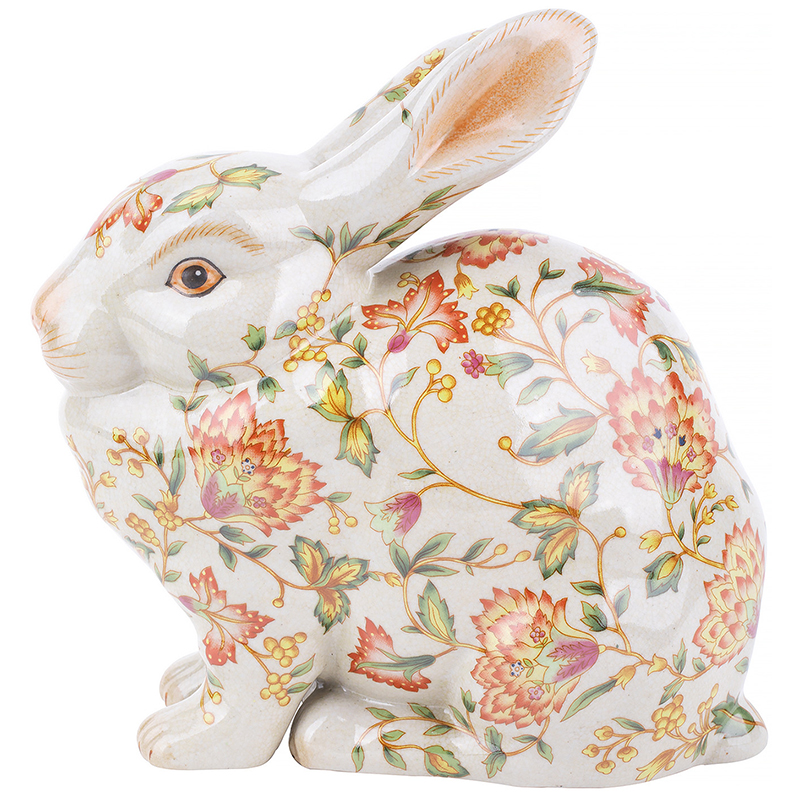 Декоративная статуэтка Porcelain Hare Statuette Белый Мульти Оранжевый Зеленый в Грозном | Loft Concept 