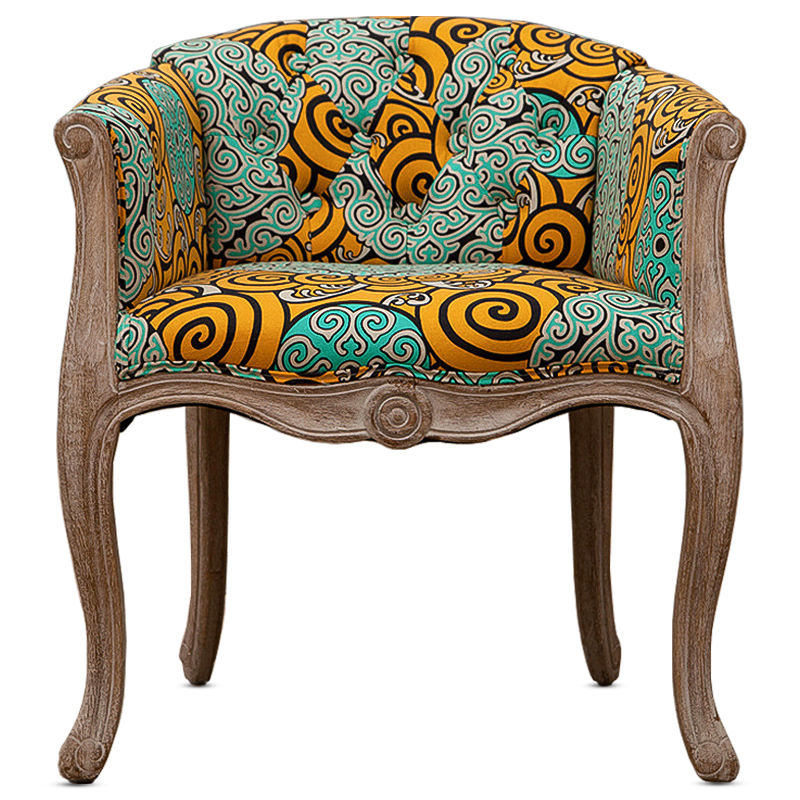 Кресло Yellow and Turquoise Ornament Chair Мульти Бежево-серый в Грозном | Loft Concept 
