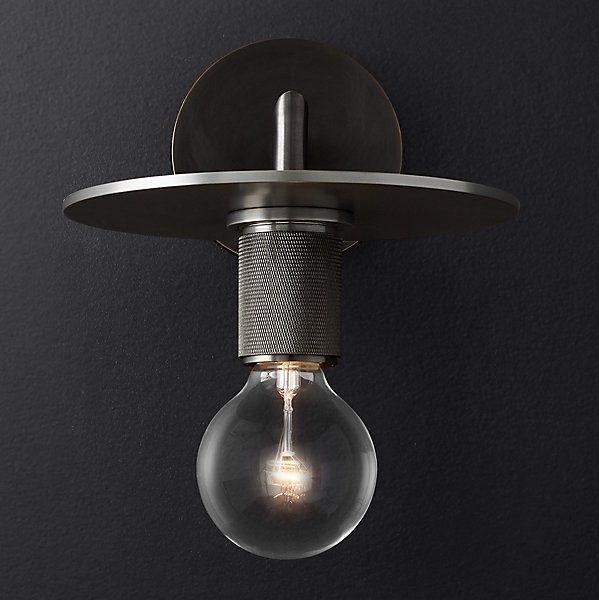 Бра RH Utilitaire Knurled Disk Shade Sconce Black Темная бронза в Грозном | Loft Concept 