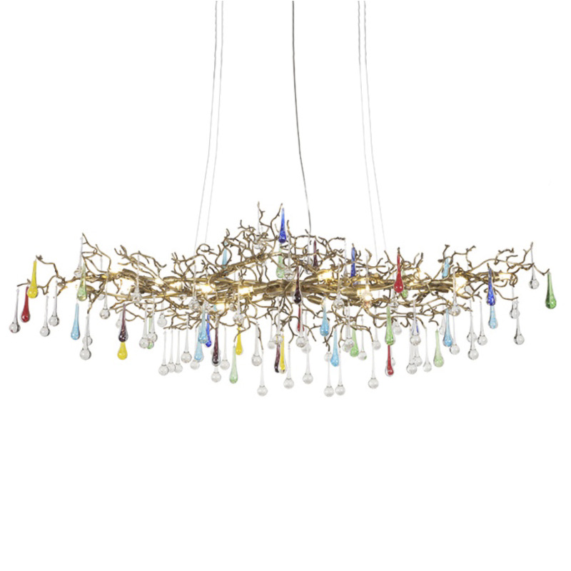 Люстра Waterfall Chandelier Colored Drops Золотой Прозрачный Мульти Люстра Waterfall Chandelier Colored Drops Золотой Прозрачный Мульти в Грозном | Loft Concept