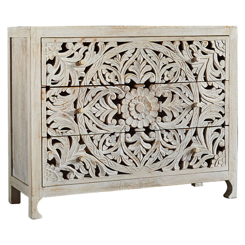 Комод Indian Antique White Furniture Chest of Drawers Kailash белый Белый Комод Indian Antique White Furniture Chest of Drawers Kailash белый Белый в Грозном | Loft Concept