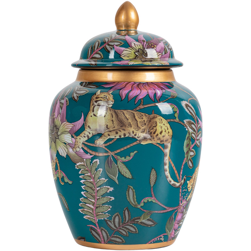 Ваза с крышкой Leopard Flowers Vase Emerald Изумрудный Мульти Ваза с крышкой Leopard Flowers Vase Emerald Изумрудный Мульти в Грозном | Loft Concept