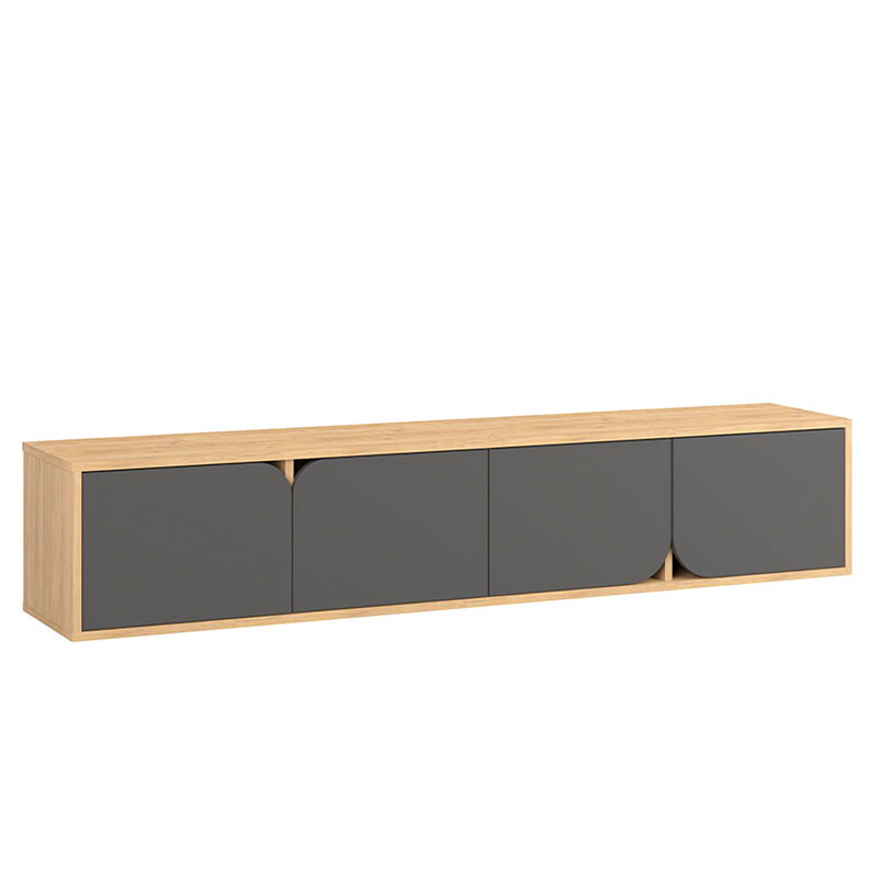 ТВ-тумба подвесная цвета древесины с 4-мя темно-серыми дверцами SPARK TV STAND OAK ANTHRACITE Серый Древесина ТВ-тумба подвесная цвета древесины с 4-мя темно-серыми дверцами SPARK TV STAND OAK ANTHRACITE Серый Древесина в Грозном | Loft Concept