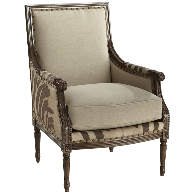 Кресло Massoud Annie Zebra Washed Leather Linen Chair Коричневый Бежево-серый Кресло Massoud Annie Zebra Washed Leather Linen Chair Коричневый Бежево-серый в Грозном | Loft Concept