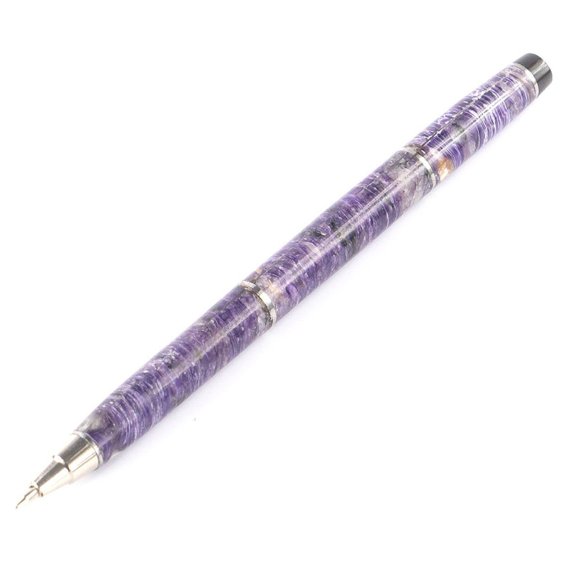 Ручка шариковая из натурального камня Чароит Stone Pens Фиолетовый Серебряный Ручка шариковая из натурального камня Чароит Stone Pens Фиолетовый Серебряный в Грозном | Loft Concept