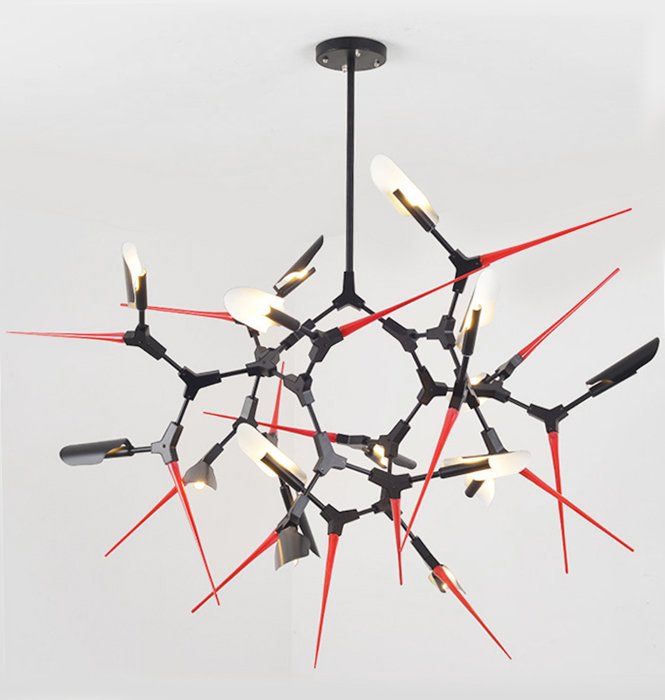 Люстра Red Spikes Chandelier 16 Черный Красный Люстра Red Spikes Chandelier 16 Черный Красный в Грозном | Loft Concept