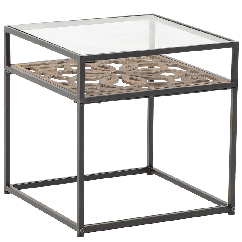 Приставной стол Provence Lace Table Древесина Черный Прозрачное Стекло Приставной стол Provence Lace Table Древесина Черный Прозрачное Стекло в Грозном | Loft Concept