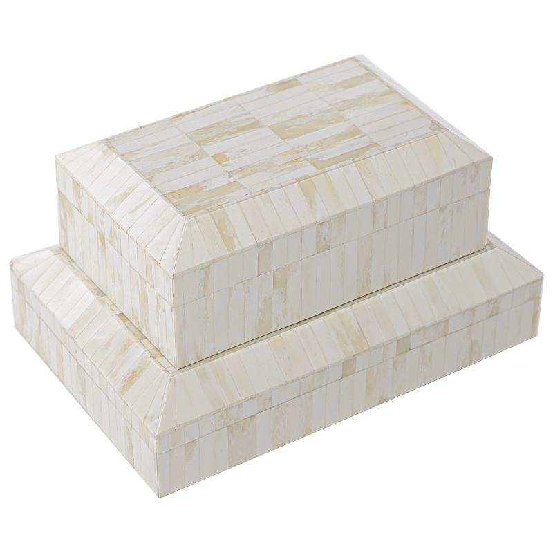 Комплект шкатулок Amadou Bone Inlay Белый ivory ( слоновая кость ) Комплект шкатулок Amadou Bone Inlay Белый ivory ( слоновая кость ) в Грозном | Loft Concept
